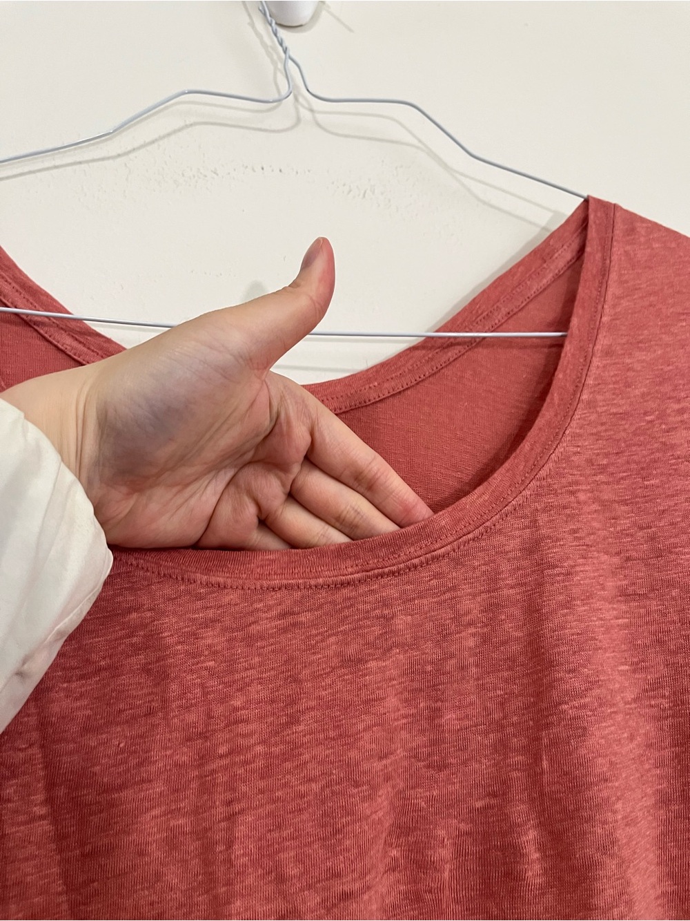 NWT LOFT Ann Taylor 100% Linen Scoop Neck Short Sleeve T-Shirt Top M Dusty Red - Picture 3 of 16